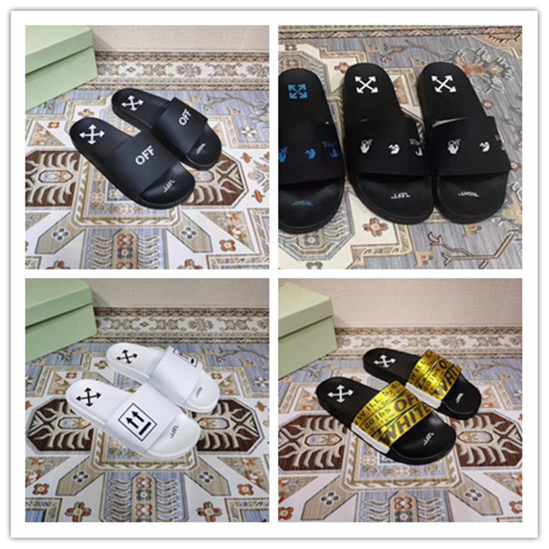 Off-White Slippers for Men and Women, Soft-Soled High-Heeled Shoes for Home Use, Zebra-Patterned Non-Slip Flat Sandals, Lightweight and Suitable for Outdoor Wear