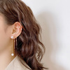 South Korean goods, earrings, retro long silver needle with tassels from pearl, french style, silver 925 sample, wholesale