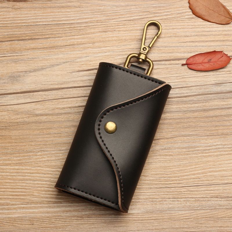 Key Bag with Retro Cowhide Texture, Multifunctional Waist-Hanging Large-Capacity Keychain, Car Key Bag, Women's Door Card Holder