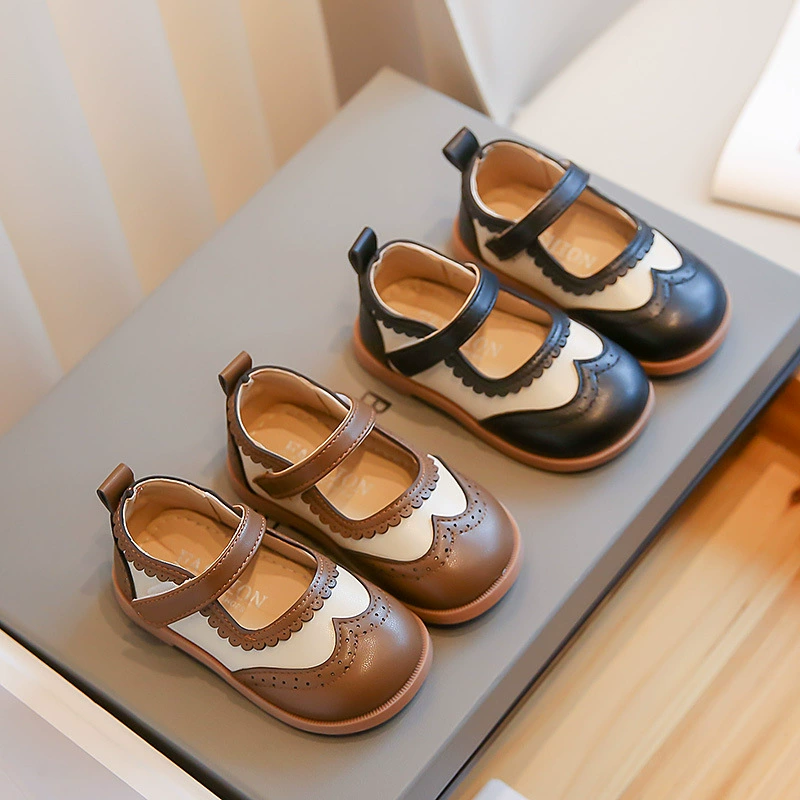 Женская обувь Кожаная обувь 2024 Весна и Осень Новая обувь принцессы средних и маленьких детей