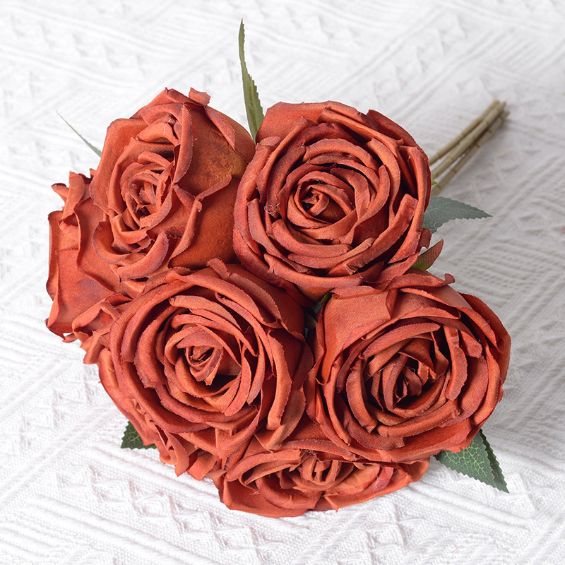 Rosa artificial 7-cabeza imperial concubina Rosa sosteniendo Flor de estilo europeo Flor de seda boda Hotel sala de estar decoración transfronteriza al por mayor