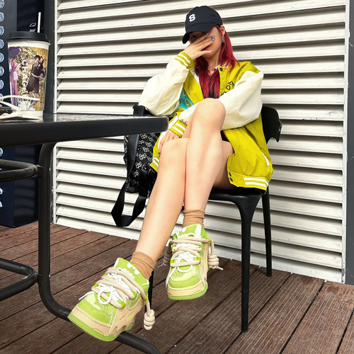 Bat shoe thick sole street height board shoes retro bread shoes men and women same style couple shoes【268】