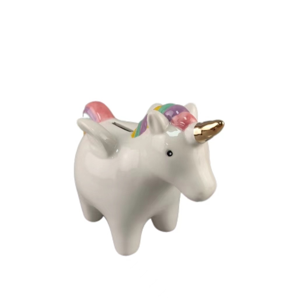 Unicornio de cerámica pintada europea creativa de dibujos animados para niños adorable depósito de decoración creativa para el hogar 1 de junio