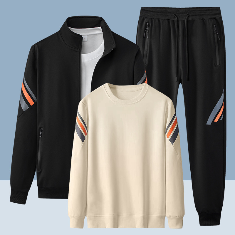 Otoño y invierno pareja de tres piezas juego de carreras deportivas casuales camisetas cardiganes chaqueta universal para hombres y mujeres
