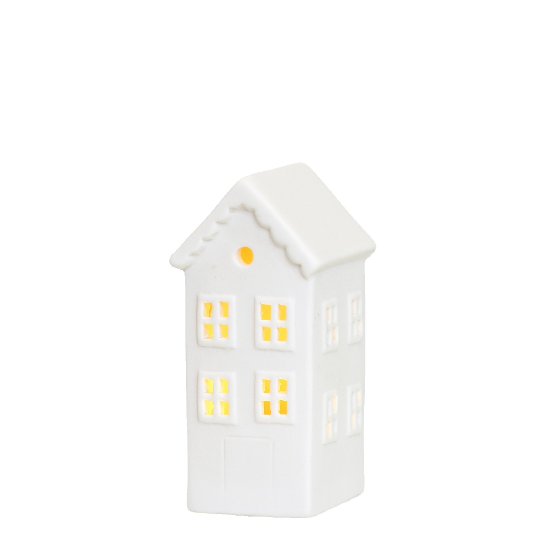 Casa de cerámica de estilo europeo LED luz de la noche decoración creativa de porcelana blanca Artesanía de Navidad regalo al por mayor