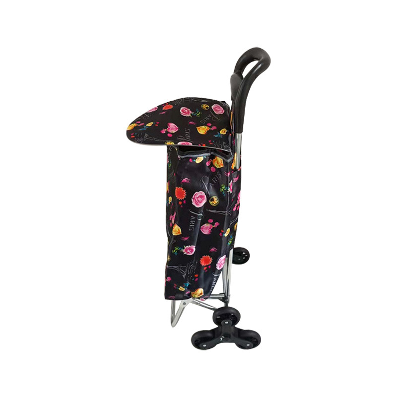 新款大湾把黑爬楼家用购物布兜车-超市拉杆购物带轮小拉车-