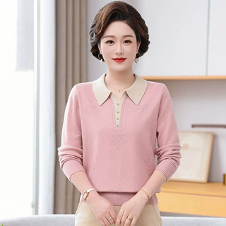 妈妈时尚气质针织衫2025年秋装新款中年妇女上衣中老年春秋装小衫
