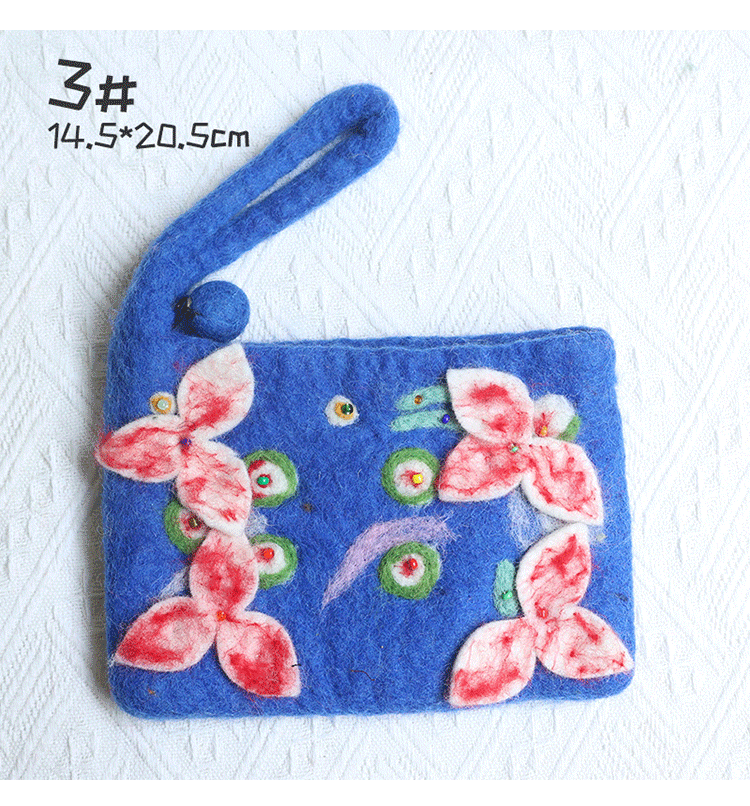 Unisex Flower Wool Felt Zipper Coin Purses display picture 6