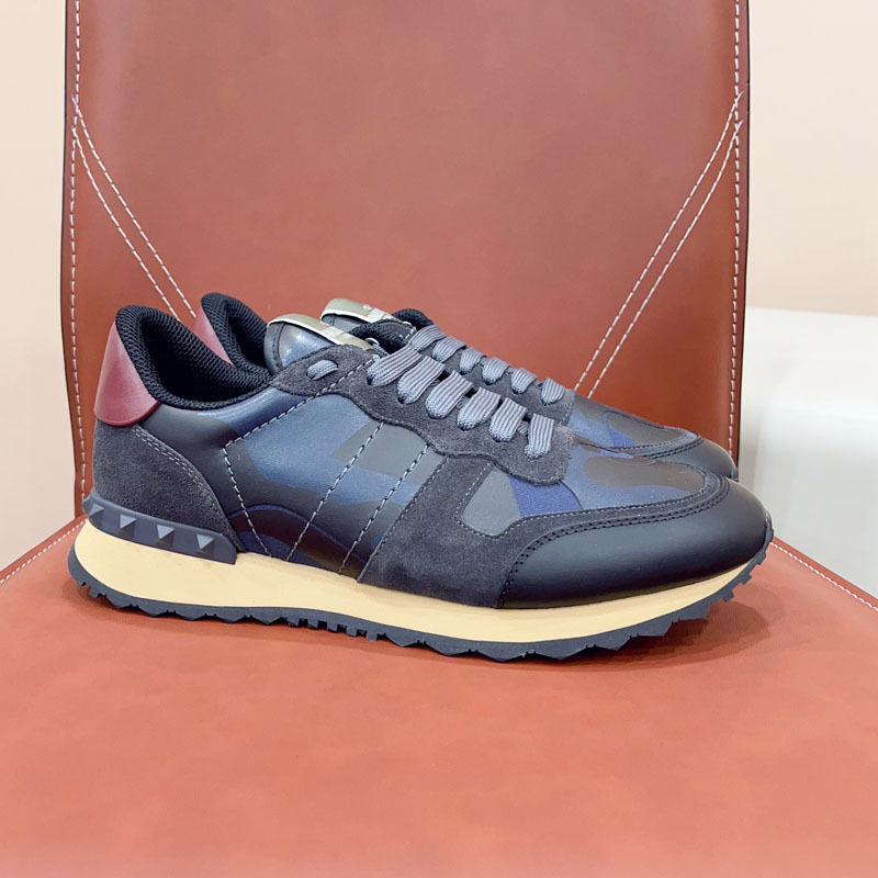 Estación europea transfronteriza VT camuflaje zapatilla masculina versión alta de remaches gruesa-suela de cuero moda casual encaje hasta color marea zapatos