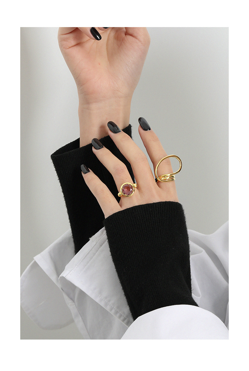 Fashion Round Sterling Silver Plating Artificial Gemstones Open Ring