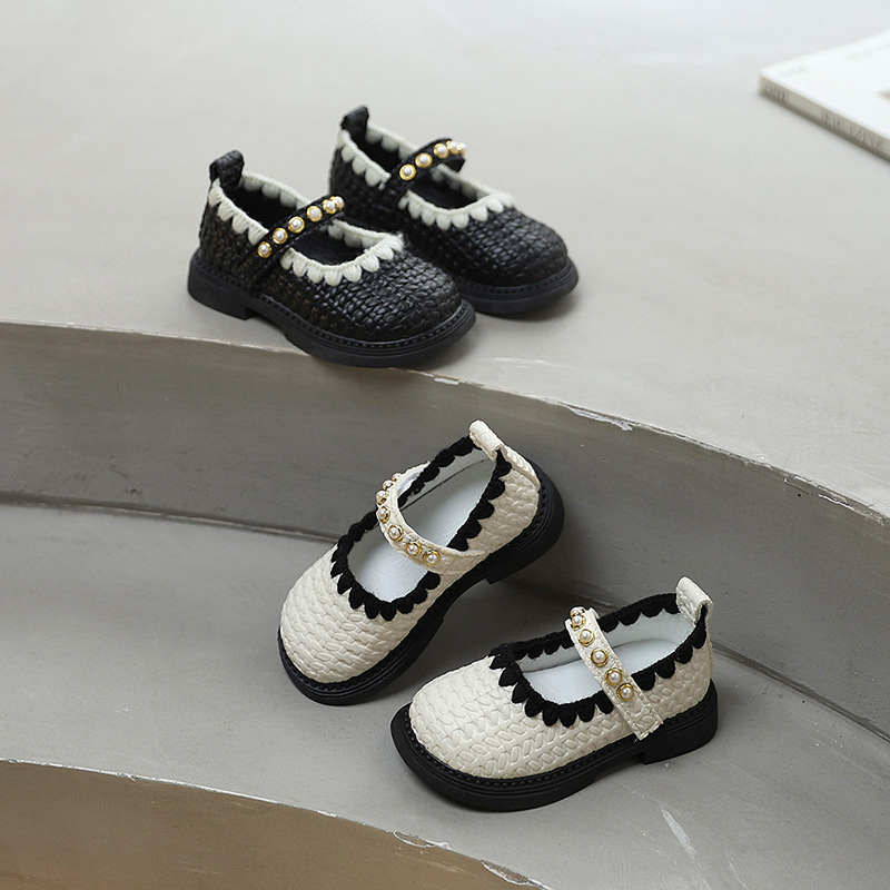 Spring Children's Princess Shoes Soft Soled Single Style Leather Shoes For Girls Cute Beaded Design New Style_voghion.com