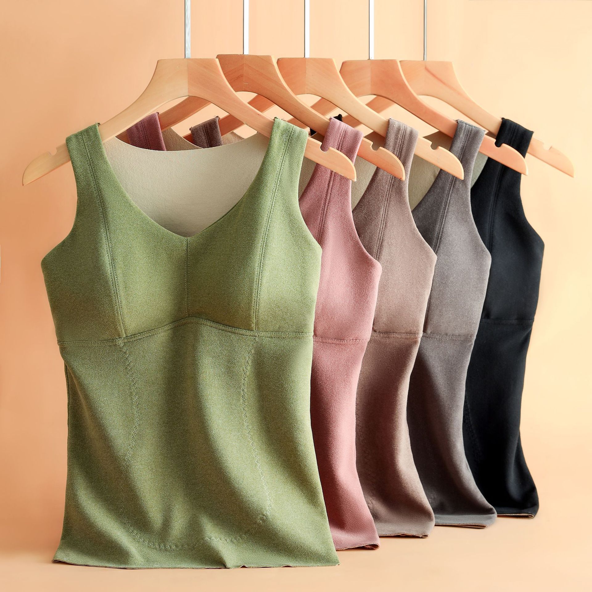 Otoño e Invierno chaleco térmico de terciopelo autocalentable para mujer con parche de almohadilla en el pecho cepillado más tamaño bottoming ropa interior térmica