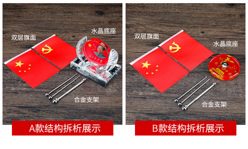 Home Desktop Five-Star Red Flag Small Red Flag Ornament Office Car Dashboard Perfume Holder Patriotic Car Interior Decoration