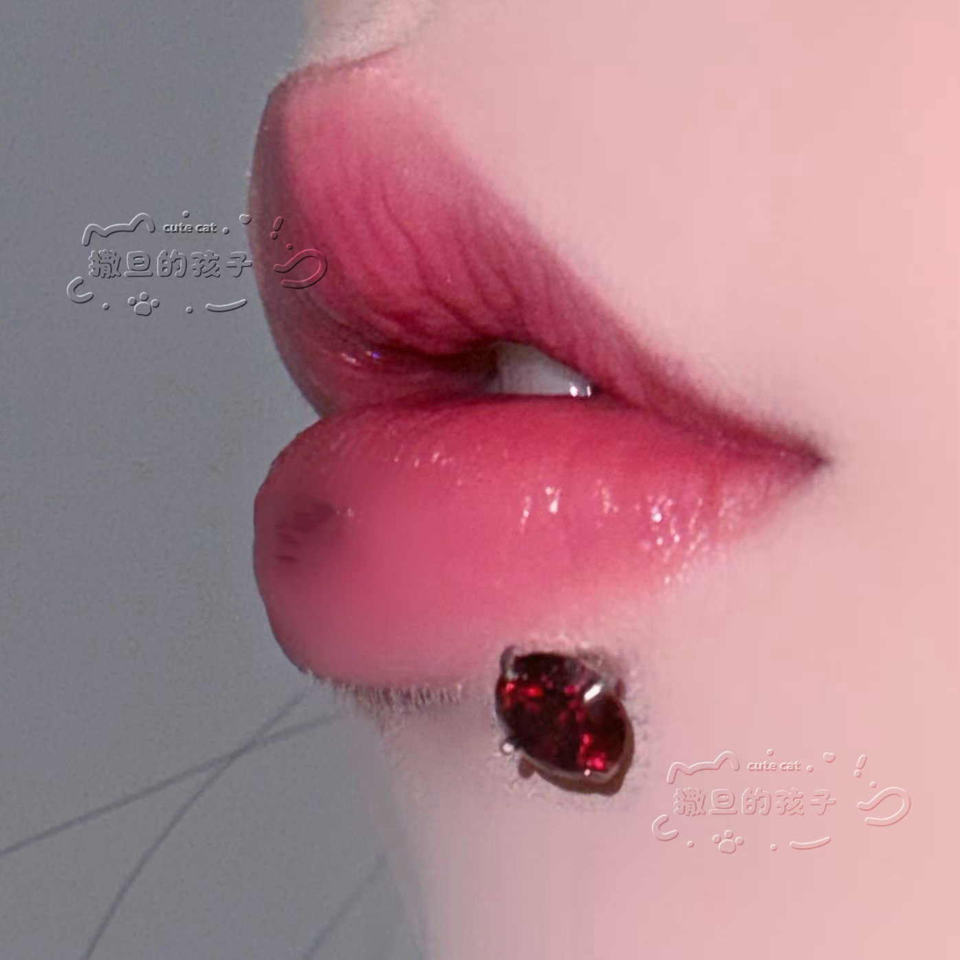 Pointed labret stud close-up product detail