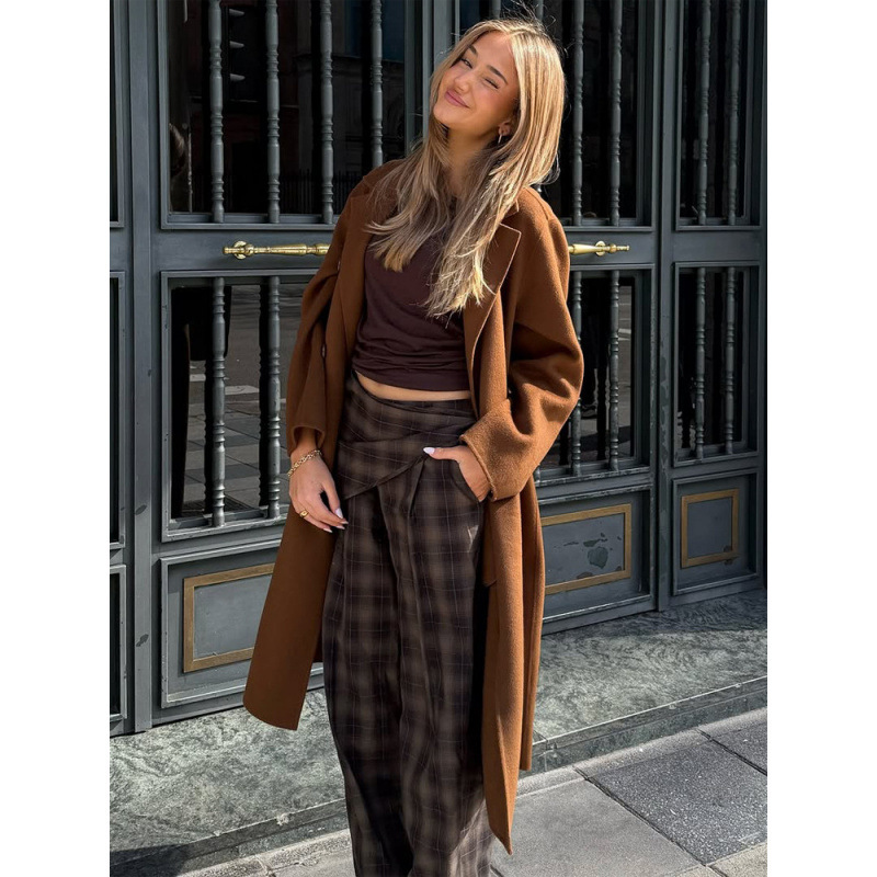 Japón y Corea del Sur estilo casual pantalones rectos a cuadrícula versátiles mujeres 2026 nuevo estilo transfronterizo Europa y Estados Unidos comercio exterior al por mayor image 5
