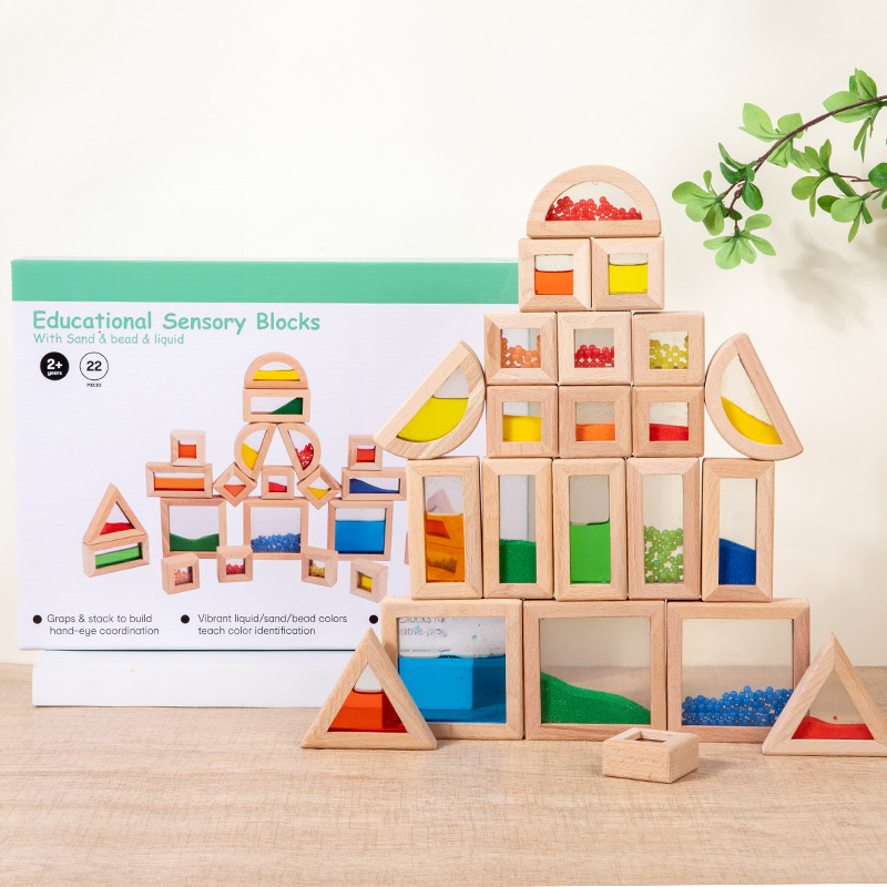 Weiweihu Educación temprana Bloques de construcción de madera Gráficos geométricos Coordinación mano-ojo ayudas didácticas Bloques de construcción sensoriales acrílicos Juguetes educativos