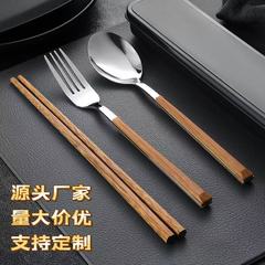 卸売り箸スプーンフォーク一人箸木柄ステンレス携帯食器セット学生サラリーマン