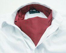 男士领巾衬衫领巾男士英伦复古双面刺绣西装领口巾围巾酒红色碎纹