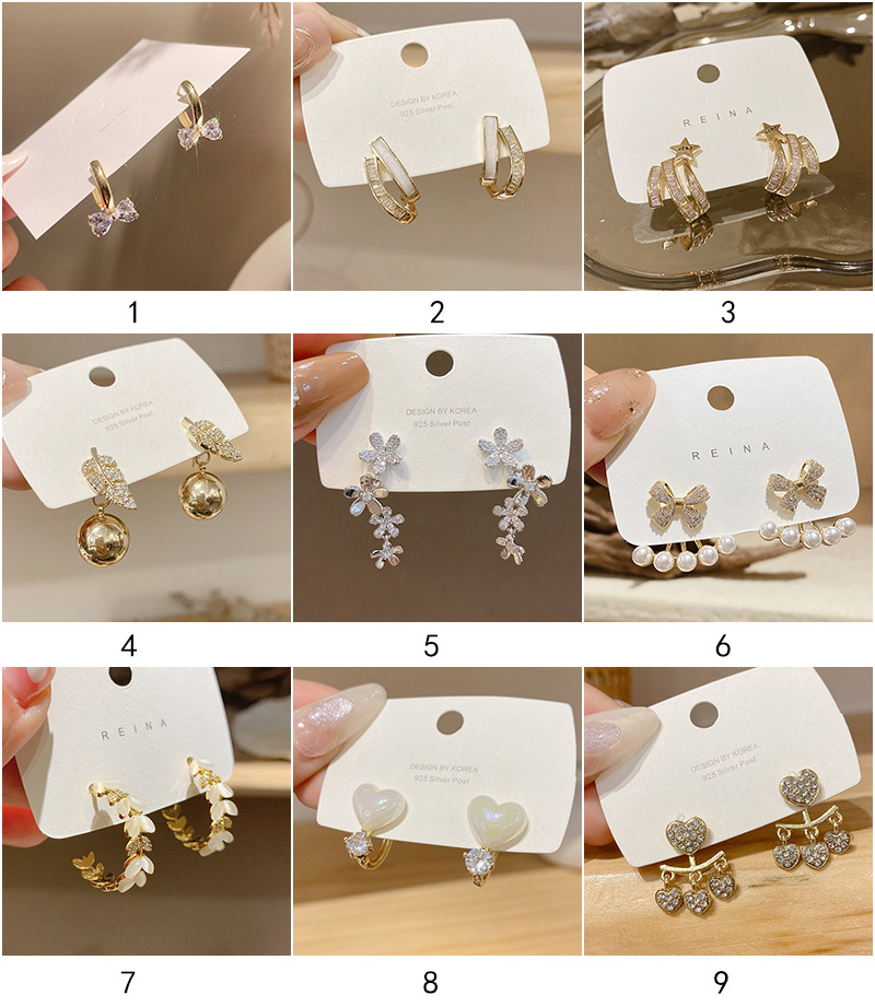 Fashion Heart Shape Bow Knot Copper Inlay Artificial Pearls Zircon Earrings 1 Pair