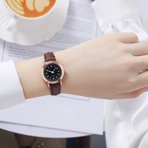 2025 New Foreign Trade Women's Watch Korean Style Fashion Casual Simple Versatile Round Dial Quartz Small Round Watch