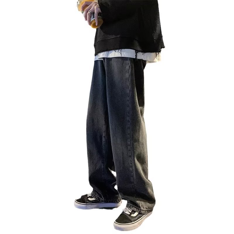 2024 otoño nuevos jeans rectos para hombres pantalones largos casuales de marca de moda deportiva holgados