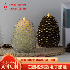 跨境圣诞节仿真led松果电子蜡烛灯伴手礼圣诞节氛围感摆件装饰灯