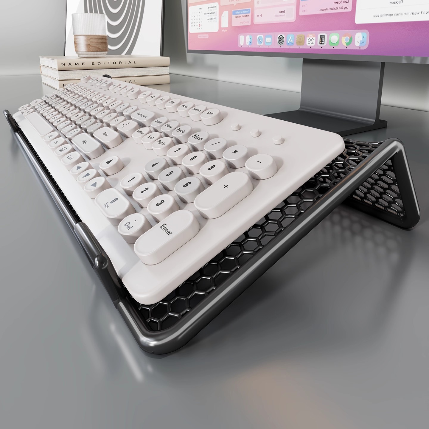 键盘托架支架工位机械键盘倾斜放置托盘办公桌面整理悬浮支撑底座