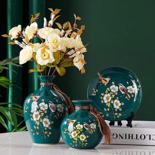 Modern Light Luxury Colorful Ceramic Vase Three-Piece Set Ornaments Living Room Dining Table Coffee Table Nordic Home Ornaments Self-Use Pottery