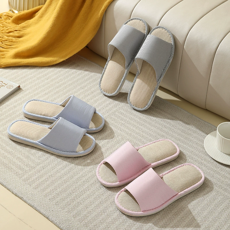 2024, новые тапочки в тонкую полоску, японские льняные домашние домашние нескользящие льняные тапочки для отдыха, производитель, оптовая продажа