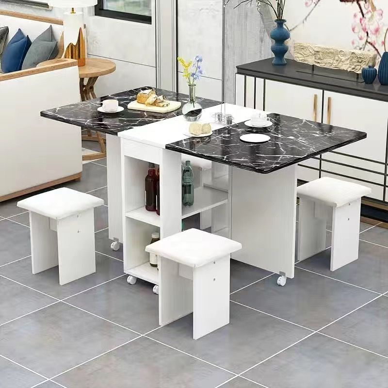 Mesa de comedor plegable doméstica móvil retráctil rectangular simple mesas y sillas multifuncionales de tipo pequeño mesas de comedor combinadas