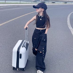 Girls' Summer Thin Overalls 2025 Girls' Summer Wear Large Children's Sports Casual Loose Detachable Wide-Leg Pants