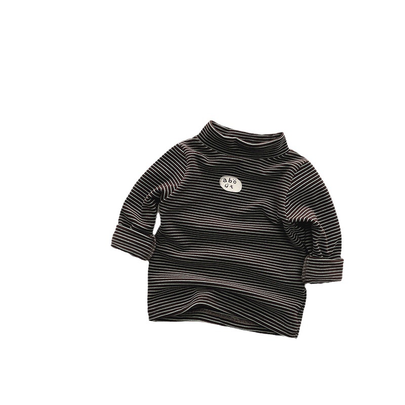 Camisa de fondo forrada de lana cálida para niños a rayas estampada Mori Top niñas moda coreana ropa para niños invierno