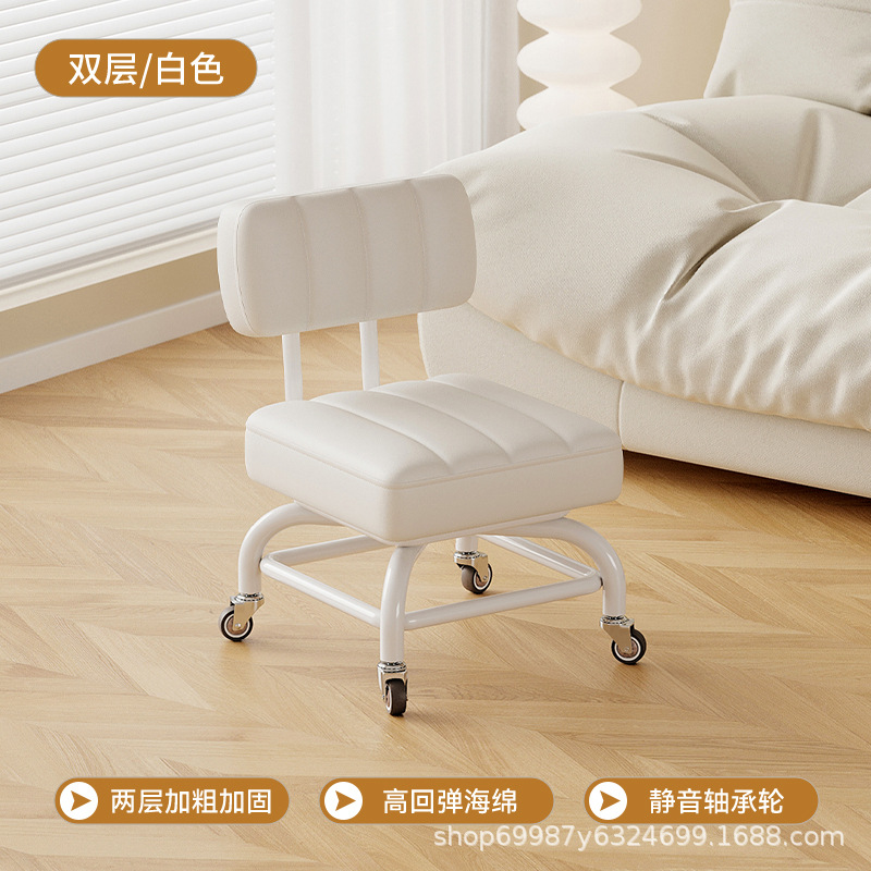 Rueda universal, pequeño taburete, polea de sala de estar, taburete bajo, respaldo para niños, baño de pies, taburete redondo, elevación giratoria, rueda silenciosa