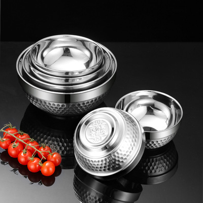 不鏽鋼碗雙層隔熱304食品級家用成人大號湯面碗防燙防摔學生飯碗