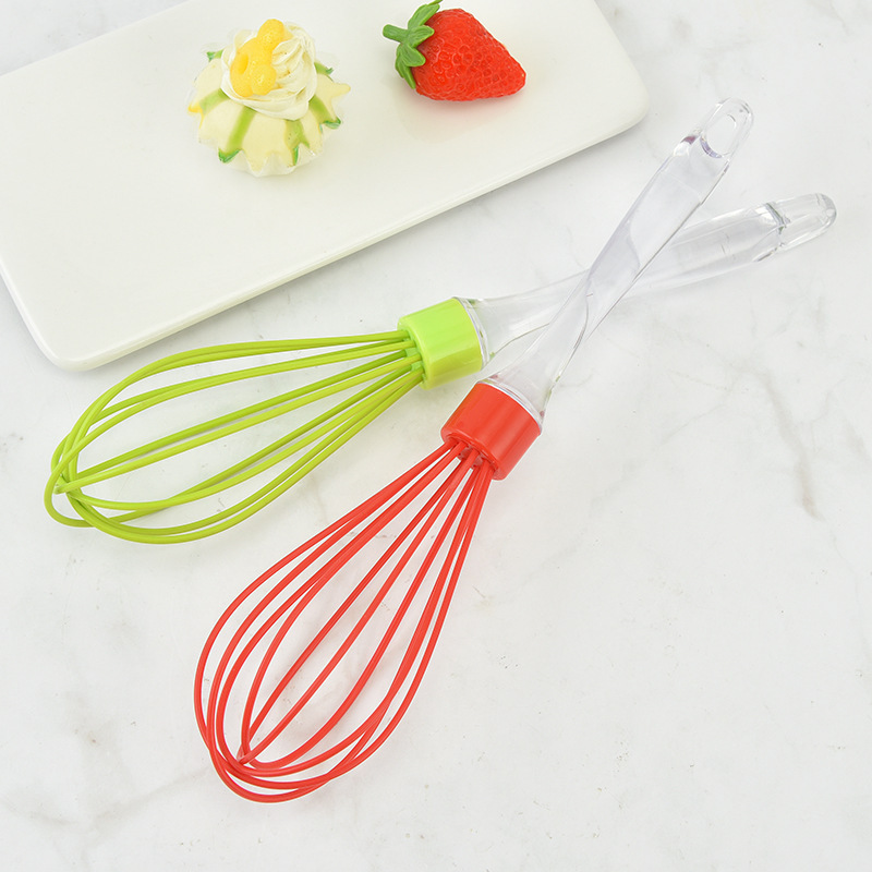 Batidor manual de color, mango de silicona transparente creativo, batidor de crema batida de harina, batidor de espuma