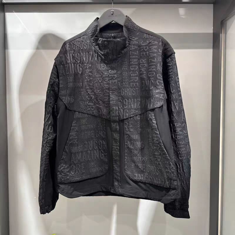 Korean Original Men's Golf Jacket with Simple Lettering, Long Sleeves, Outdoor Sports Stand Collar, Slim Fit, Trendy Jacket