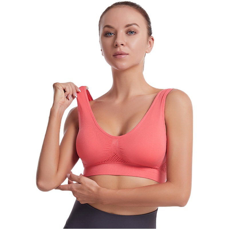 Sport Bra Yoga Sports Bra Cut Out Mesh Breathable Hole Large Size No Steel Ring Sports Bra Vest for Women