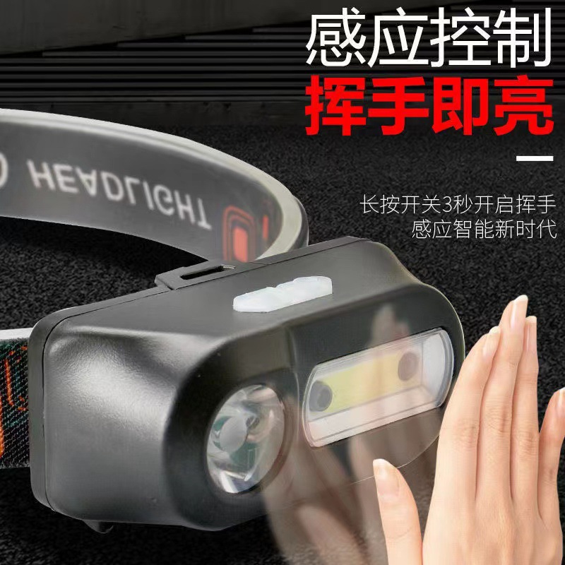 Faro de inducción de luz fuerte recargable montado en la cabeza súper brillante de largo alcance hogar lámpara de pesca al aire libre lámpara de minero linterna impermeable