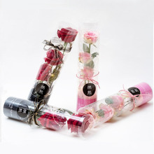 单只花束包装盒教师节包装盒单支玫瑰花透明花盒PVC圆筒塑料筒