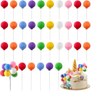 40Pcs Mini Ball Cake Decoration Rainbow Cake Decoration Round Ball Cupcake Decoration Birthday Party Decoration