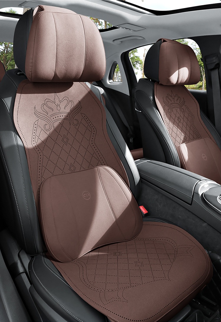 2026 New Crown Suede Leather Car Seat Cushion, Suitable for All Seasons, Small Waist Design, Model MA12