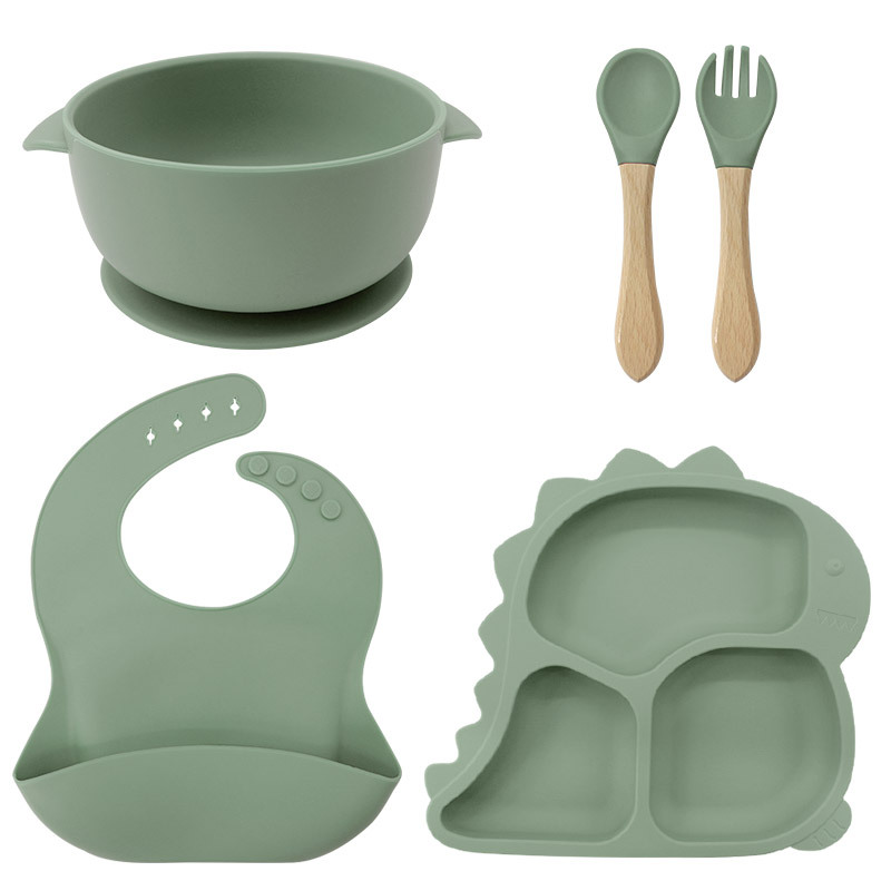 Baby Products Factory Vajilla para bebés Juego de vajilla de silicona para recién nacidos Juego de vajilla para niños de dibujos animados Juego de complementos alimenticios