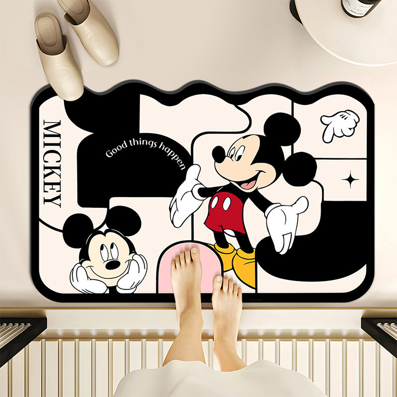 Cartoon Animation Cute Mickey Mouse Diatom Mud Mat Bathroom Toilet Water Absorbent Non-slip Quick-drying Foot Mat