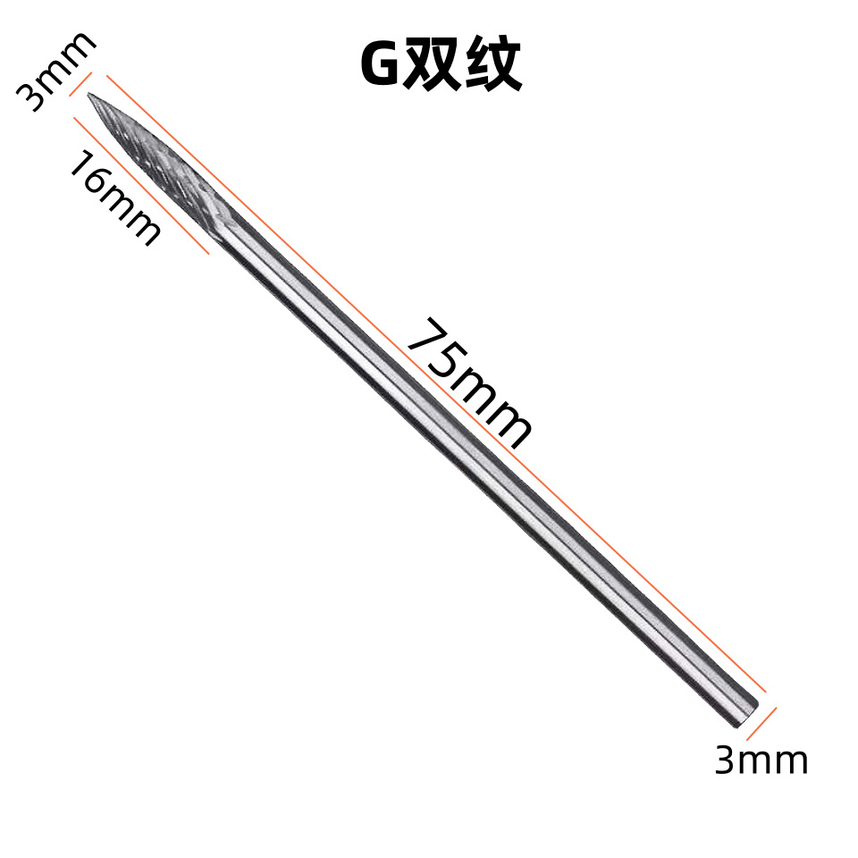 3x3x75mm varilla de extensión de aleación dura archivo rotatorio de acero de tungsteno archivo rotatorio amoladora eléctrica accesorios de pulido Desbarbado