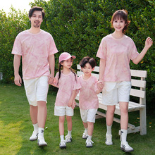 2026新款亲子装夏装一家三口四口母子母女棉短袖T恤运动休闲套装