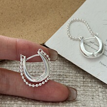 S925纯银韩版小众设计感流苏简约复古耳扣韩国风时尚耳环批发