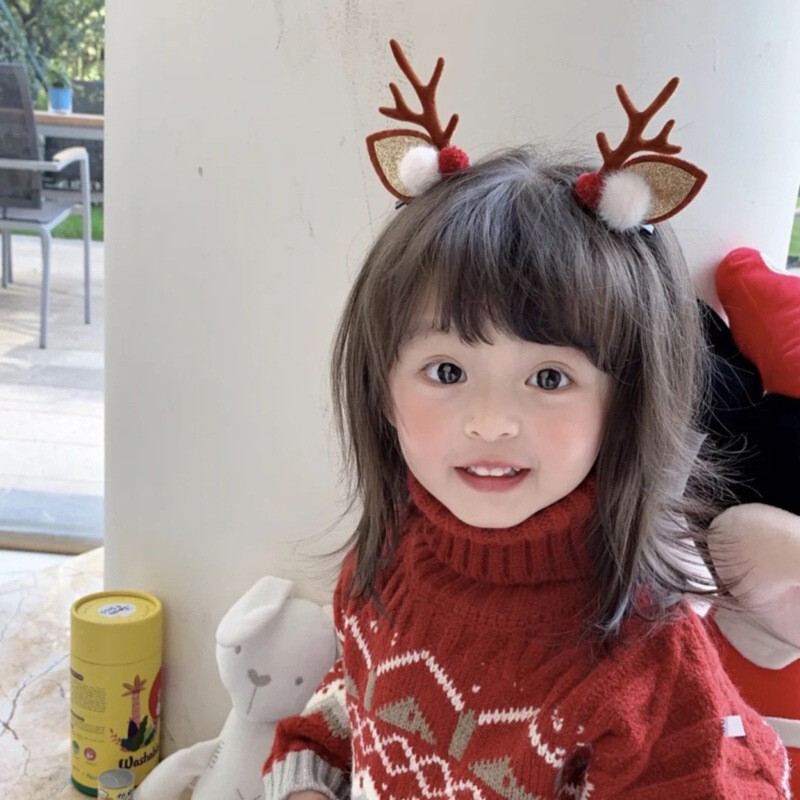 クリスマスヘアピン女の子の頭飾り鹿の角ヘアピン秋と冬のかわいいヘッドバンドヘアアクセサリー女の子クリップクリスマス装飾|undefined