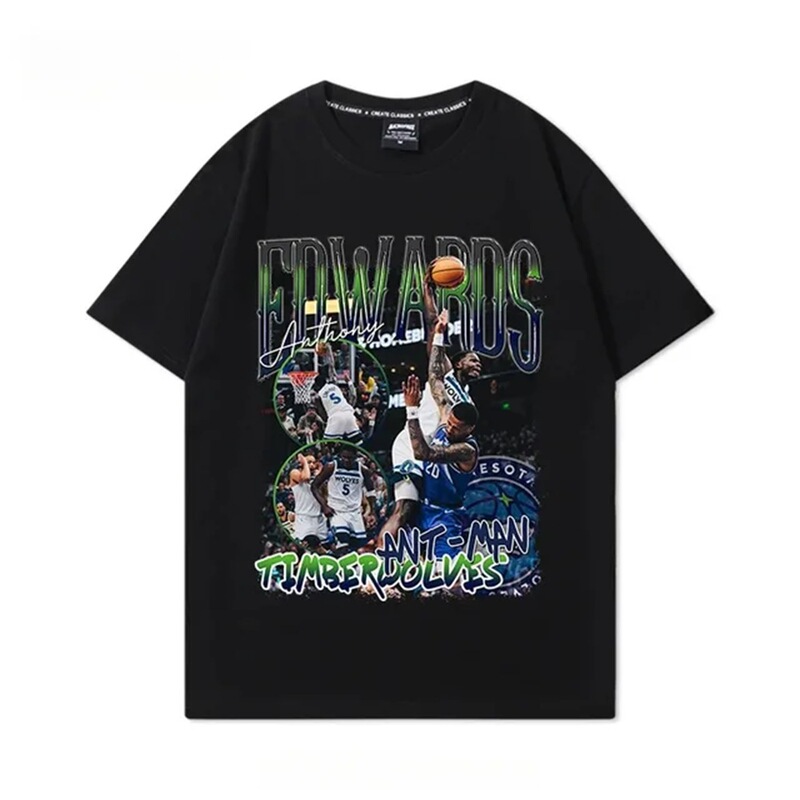 Famous Basketball Player Dunk Print Cotton Men's Graphic Top Oversized Short-sleeved high quality T-shirt