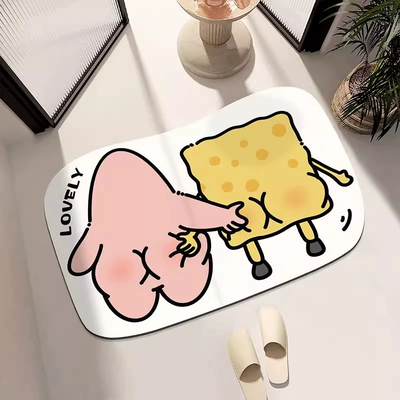Мультяшный зажим в форме стыка диатомового грязевого коврика, милый коврик для входной двери грязеотталкивающий напольный коврик для ванной комнаты, нескользящий напольный коврик