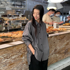 MOXI十三行女装2025秋季新款中长款衬衫女设计感小众长袖衬衣上衣